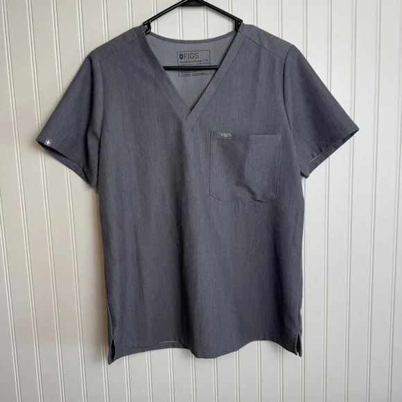 Figs Technical Collection grey short sleeve scrub top size womens medium P15 - Picture 1 of 5